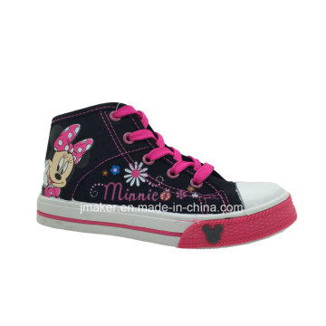 Moda dos desenhos animados alta anklechildren sapatos sapatilha (x166-s &amp; b)